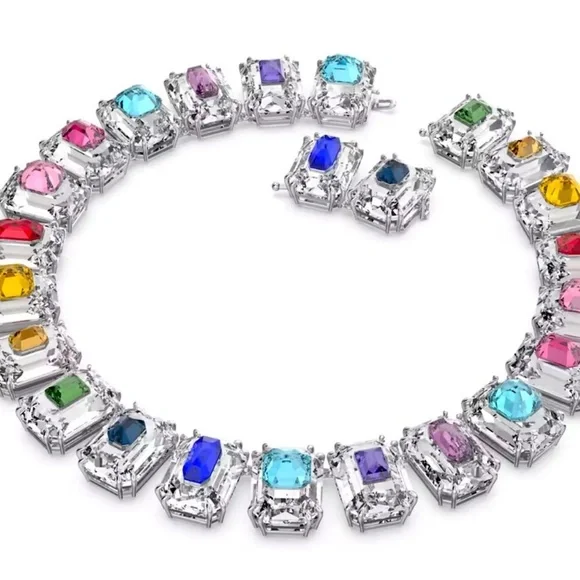 Pre owned Authentic Swarovski Colorful Statement Necklace with earrings - Picture 3 of 17